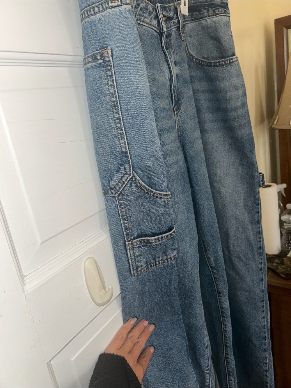 Wide Leg Low Rise Baggy Jeans in Classic Blue - Picture 5 of 6
